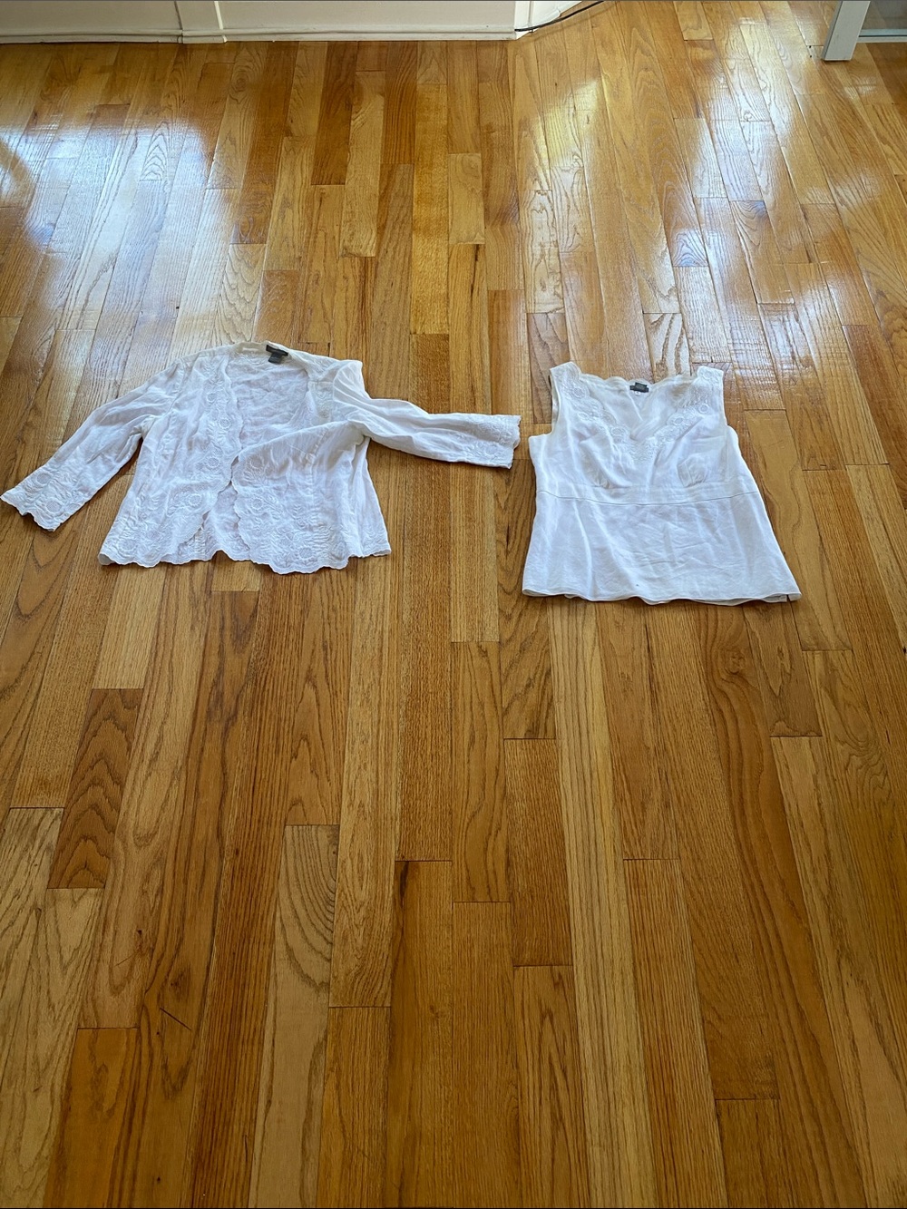 Ann Taylor White Lace Cardigan and Tank Set